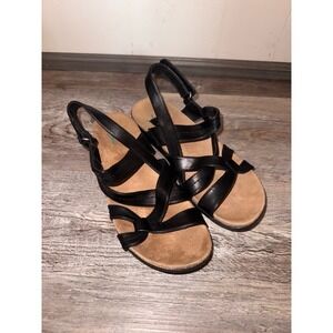 Yuu Jeanie Black Strappy Slingback Sandals Womens Size 6M BTS17-10422-143-78